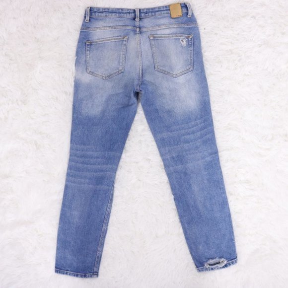 Zara mid rise medium wash ankle boyfriend jeans b7 - Picture 3 of 9